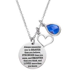 LParkin You Are Braver Than You Believe Awareness Necklace Birthstone Graduation Gift Best Friend Encouragement Gifts …