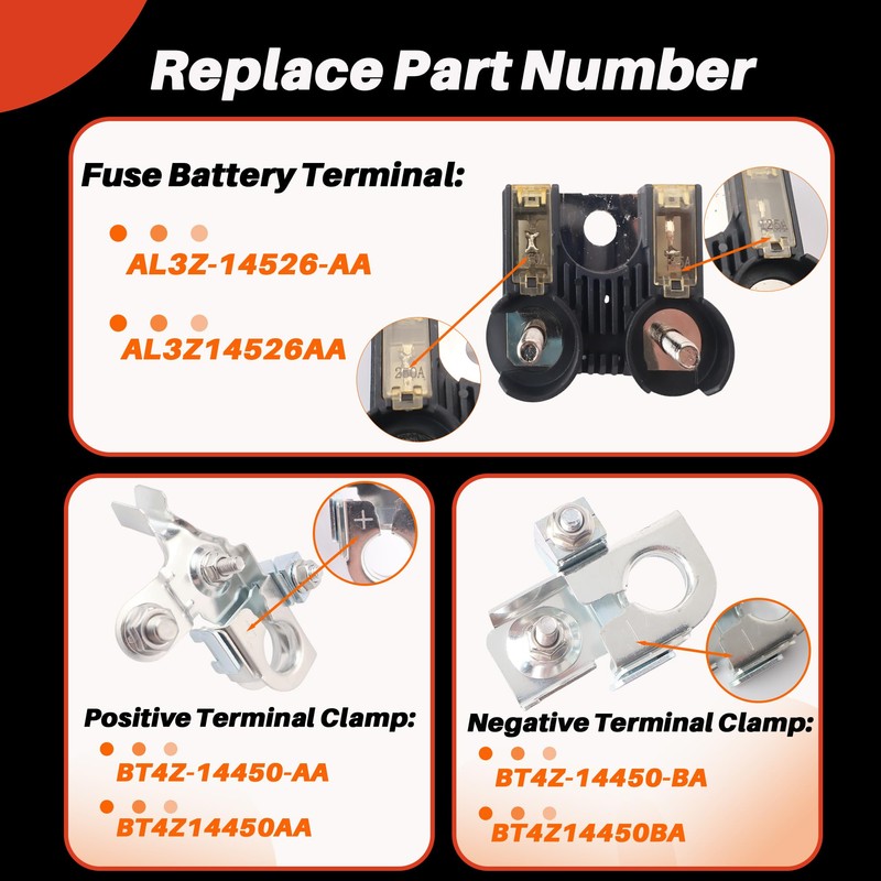 AL3Z-14526-AA BT4Z-14450-AA BT4Z-14450-BA Combo Pack - Battery Fuse and Positive