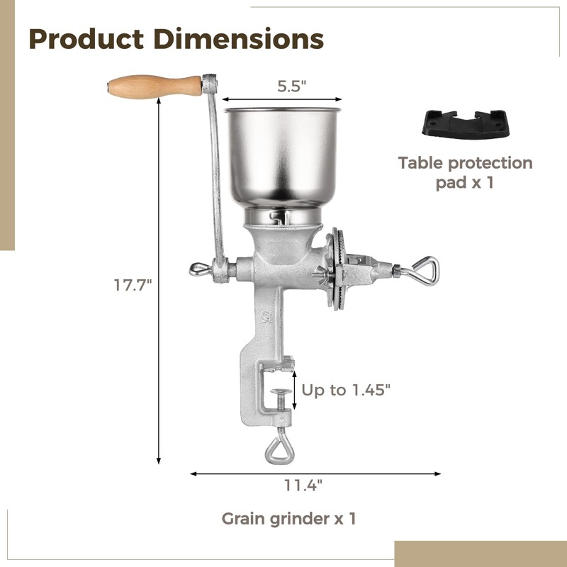 High Hopper Corn Grinder,Cast Iron Grain Grinder Manual Coffee Grinder,Mill-Heavy
