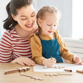 Lesnala 100Pcs Wooden People Shaped Craft Sticks for Unisex Student DIY Project Making Classroom Home Arts Decoration Supplies 5.3 X 1.6inch