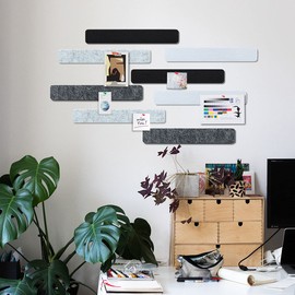 Uoisaiko Felt Pin Board Bar 13"x2", Pack of 8 Bulletin Board Strips with 40 Push Pins, Home Office Memos Notice Boards Felt Wall Tiles