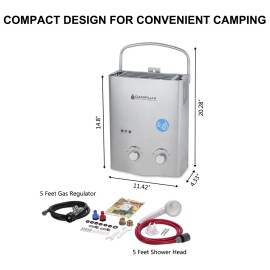 Camplux Tankless Water Heater LPG Gas Instant Hot Boiler Portable Camping Shower - Grey Water Heater