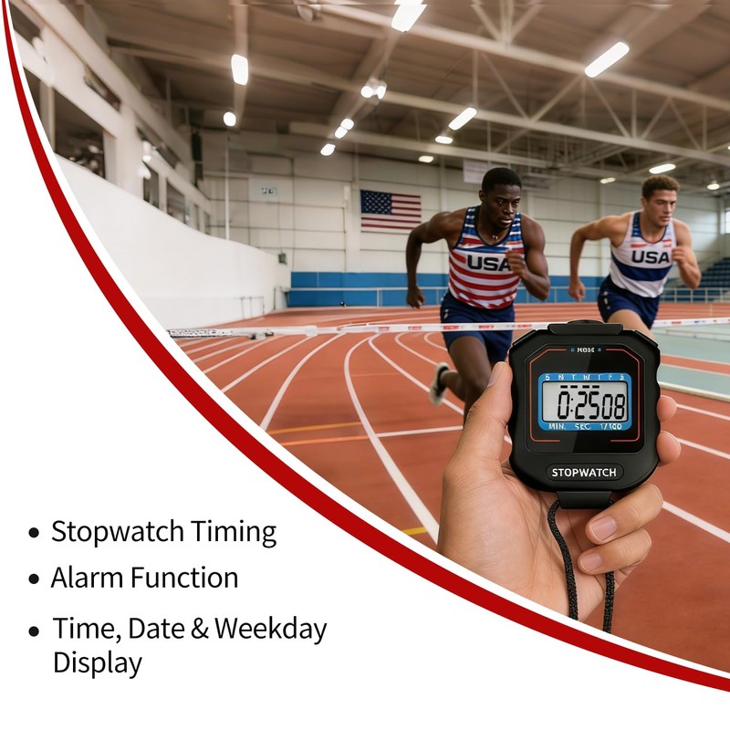 Pgzsy 6 Pack Square Style Multi-Function Electronic Digital Sports Stopwatch