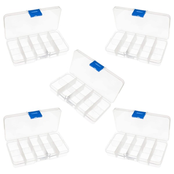 10 Compartment Transparent Small Storage Box 7 x 13 x
