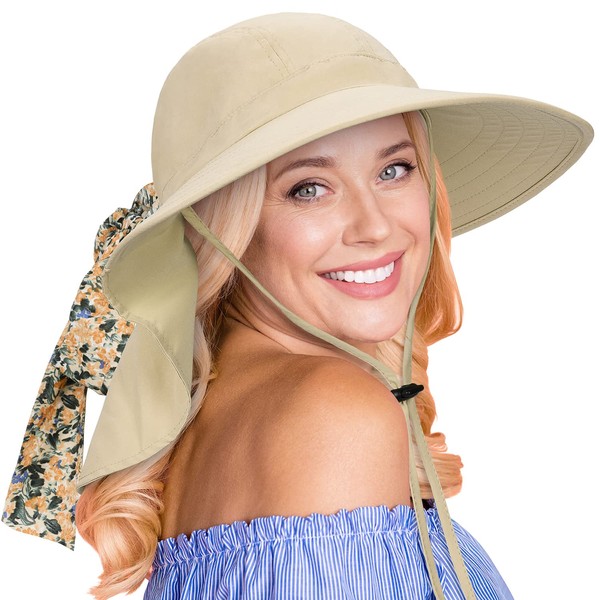 Womens Sun Hat Garden Hats Large Brim Adjustable Safari Neck