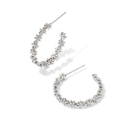 Kendra Scott Womens Nydia Hoop Earrings Silver White Crystal One Size
