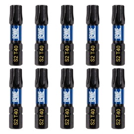 10 x Rennie Tools 32mm Long T40 TX40 Impact Screwdriver Driver Bits Set. Heavy Duty Magnetic Torx Screwdriver Bit Set. Black Oxide Coated Torx Impact Driver Bits. Torx Bit Set.