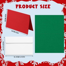 Geosar 100 Sheets Christmas Blank Cards with Envelopes for Card Making Red and Green Half Folding Greeting Cards New Year Holiday Blank DIY Cards with 100 White Envelopes, Folded Size 4 x 6 Inch
