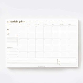 Bliss Collections Monthly Planner, Gold, Undated Desk Calendar and Planner for Organizing and Scheduling Tasks, Productivity Tracker, Goals, Notes and To-Do Lists, 12"x18" (18 Sheets)