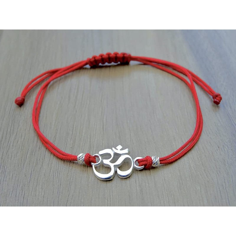 Om Bracelet Bangle Sterling Silver 925 Ohm On Yoga Red