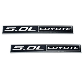 2Pc 5.0L Coyote Emblem Coyote V8 Engine Badge 3D Sticker Nameplate Self-Adhesive (Chrome Black)