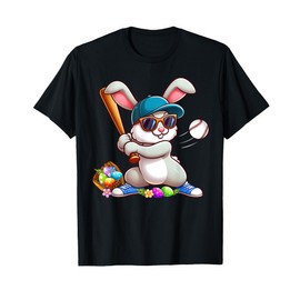 Funny Baseball Bunny Easter Shirts For Kids Boys Toddlers T-Shirt
