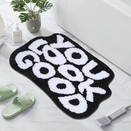 You Look Good Bath Mat Cute Bathroom Rugs Non Slip Microfiber Absorbent Bathroom Rugs Funny Bathroom Decor for Apartment Black Bath mat for Tub and Shower,Machine Washable - Color: Pink, Size: 32''*23''