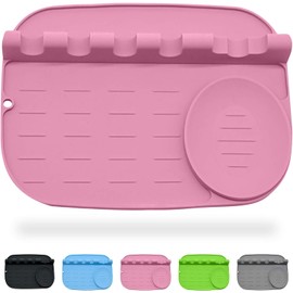 zolyet Soporte para Utensilios de Silicona con Almohadilla de Goteo para múltiples Utensilios Soporte para cucharas sin BPA Soporte para cucharas para Estufas Soporte para,Rosa,