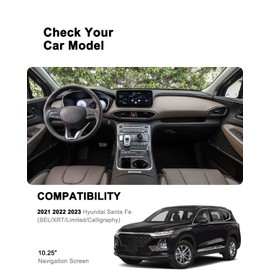 Screen Protector for Hyunda-i Santa Fe (SEL/XRT/Limited/Calligraphy) 2021 2022 2023 2024 2025 10.25-lnch Touch Screen Accessories with 9H Tempered Glass(Anti-Scratch), Anti-Fingerprint, Full Cover