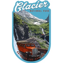 Die Cut Sticker Glacier National Park, Montana, Going to The Sun Road, Contour Vinyl Sticker 1 to 3 inches (Waterproof Decal for Cars, Water Bottles, Laptops, Coolers), Small
