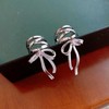 Yienate Funky Bow Ear Cuff Earrings Silver Statement Bow Tie