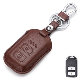 LETINGFAR Key Case, Smart Key Case for Honda, Key Cover, Genuine Leather, Special Design for Honda 2J, Honda Vezel, Fit, Jade, S660, Shuttle, CR-Z, Civic TypeR, etc, Braun