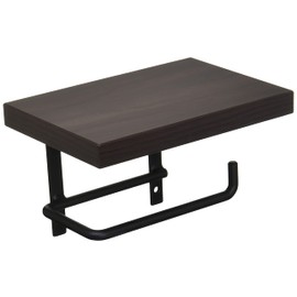 SANEI W2107-D Iron Paper Holder with Shelf and Screws, Black