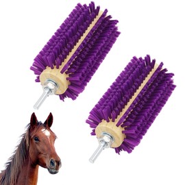 USUNFARM Livestock Scratching Brush 2PCS Horse Brushes,Relieve Itching on the Back Staggered Bristle Brush for Grooming Horses,Goats,Cattle Removes Dead Skin/Shedding Hair,Portable Drill Attachment