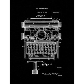 Typewriter Patent Print Black Matte (11" x 14") M12071