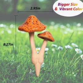 Decoración de cerámica para exteriores, 2 estatuas de hongos para jardín, césped, maceta, estaca de jardín de hadas