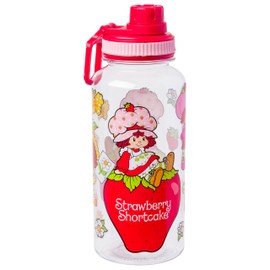 Silver Buffalo Strawberry Shortcake Strawberry Sitting 32oz Twist Spout Plastic Bottle w Sticker Set