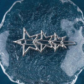 Allereya Vintage Star Hair Clip Barrette Silver Metal Star Hair Clip Hollow Star Head Clip Barrette Cluster Star Hair Pin Barrette Hair Accessories for Women and Girls