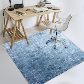 UTOKIA Large 48"x60" Stylish Office Chair Mat for Hardwood Floors - Modern Abstract Geometric Floor Mat Under Desk, Black Washable Fabric Anti-Slip & Noise Reducing Protector for Rolling Chairs