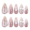 Medium Press on Nails Almond Fake Nails with 5D Pearl