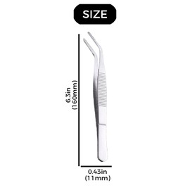 6pcs thick stainless steel tweezers with round heads and straight elbows for tooth repair, gardening clip, multifunctional high-precision tweezers, silver