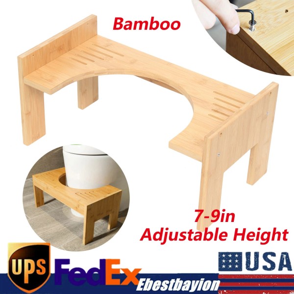 Unbranded Bamboo Adjustable Toilet Stool, 7-9 Inches Bamboo Potty Stool,