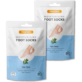 Profoot Moisturizing Foot Socks – Deep Hydrating Treatment for Dry, Cracked Heels & Skin – Intensive Repair with Vitamin E & Tea Tree – 2 Pack