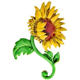 Enamel Big Sunflower Brooch For Women New Beauty Flower Party Office Brooch Pin Jewelry for Women Ladies Girls Decoration Corsage Lapel Scarf Clothing Accessories New Year Gifts
