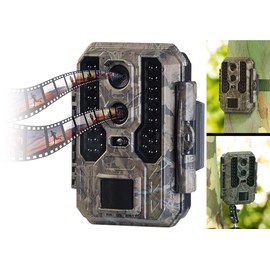 VisorTech Wildlife Cameras: 4K Wildlife Camera with Dual Lens, IR Night Vision, PIR Motion Sensor, IP65 (Photo Trap, Garden Camera, LED Motion Sensor)