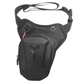 WANDGU Motorcycle Waist Bag Men Women: Leg Bag and Bum Bag 2 in 1, Waterproof Hard Shell Leg Bag, Leg Bag Motorcycle with Adjustable Waist Belt for Motorcycle, Riding, Hiking, Black, black, 0