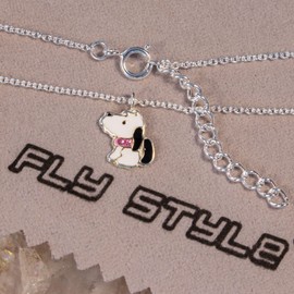 Fly Style Dog Pendant for Children/Girls/Women with Chain Silver Children's Jewellery Girls, Sterling Silver