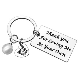 StepMom Keyring Gift Appreciation Gift for Step Mother Thank You Gift for Mother in Law Thank You for Loving Me Keychain Christmas Birthday Mothers Day Gift from Step Daughter Son Appreciation Keyring