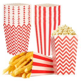 Popcorn Boxes, 24Pcs Striped Wave Paper Popcorn Favor Boxes, Popcorn Carton Containers Mini Snack Striped Paper Boxes for Family Movie Night, Mini Snack Boxes, Concession Stand, Party