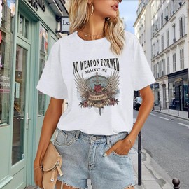 Weetiotio Christian Shirts for Women Bible Verse Boho Graphic Tees Shirt Religious Tshirts Vintage Floral Casual Summer Tops（White，2XL）