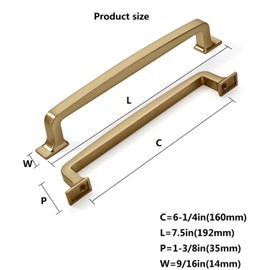 khtumeware 2 Pack 6-1/4 Inch Kitchen Cabinet Handles Brushed Brass Cabinet Pulls Brushed Gold Drawer Pulls Kitchen Cabinet Hardware Kitchen Handles for Cabinets Cupboard Handles Drawer Handles