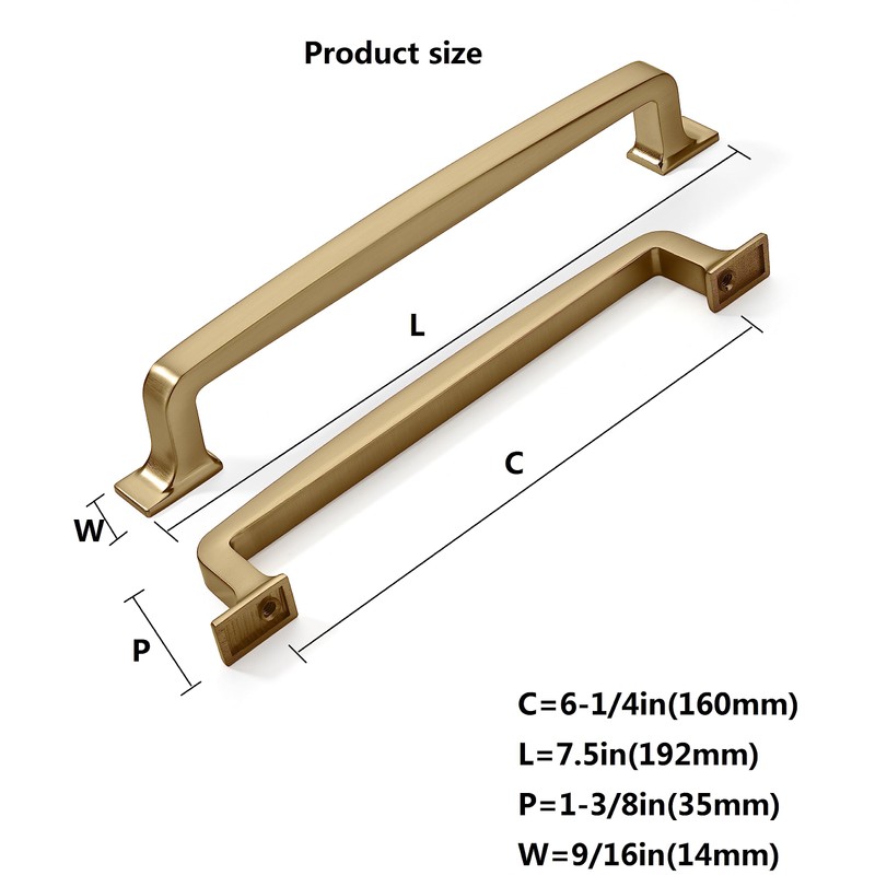 khtumeware 2 Pack 6-1/4 Inch Kitchen Cabinet Handles Brushed Brass