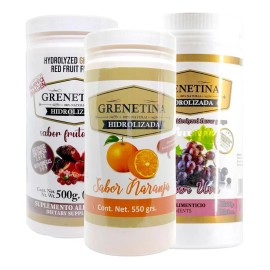 Grenetina Hidrolizada 100% Natural 500 Grs Pretty Bee 3 Bote Sabor Uva Frutos Naranja