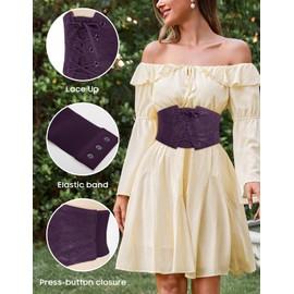 Scarlet Darkness Corset Belt Lace Overlay Underbust Corset Pirate Costume Women Accessories Purple M