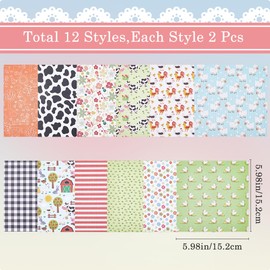 GORGECRAFT 24 Sheets 12 Styles Farm Theme Scrapbook Paper Pad 5.98x5.98inch Cow Animal Patterned Single-Sided Decoupage Papers Background Supplies for Card Making Writing Journaling Crafts