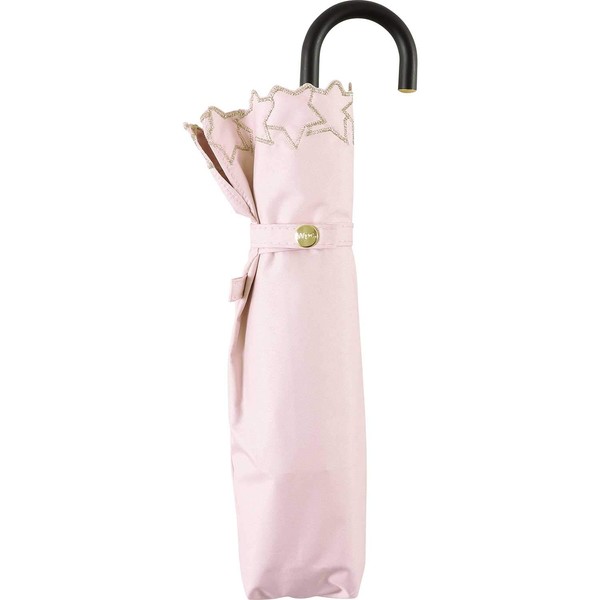 Wpc. 801-5470 Parasol, Light Shielding Frame Star Scallop, Embroidery, Mini Pink, Folding Umbrella, For Both Sunny and Rainy Weather, Light Blocking, 100% UV Protection, Star Pattern, Simple, Stylish,