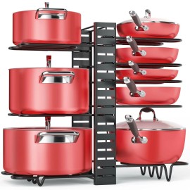 MUDEELA Pan Organizer Rack for Cabinet, Pot Rack with 3 DIY Methods, Adjustable Pots ...