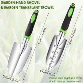 Trowel Garden Tool Gardening Shovel Set, Garden Hand Shovel Transplant Trowel Aluminum Alloy Planting Tools with Rubber Handle for Gardening, Cultivating, Gardening, Planting Supplies (Green)