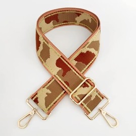 Fashion Bag Strap Colourful Shoulder Strap with Carabiner Gold 80-130 cm 5 cm Camouflage Adjustable Shoulder Strap for Women Men Girls DIY Accessories for Bag Handbags Tote Bags Coffee