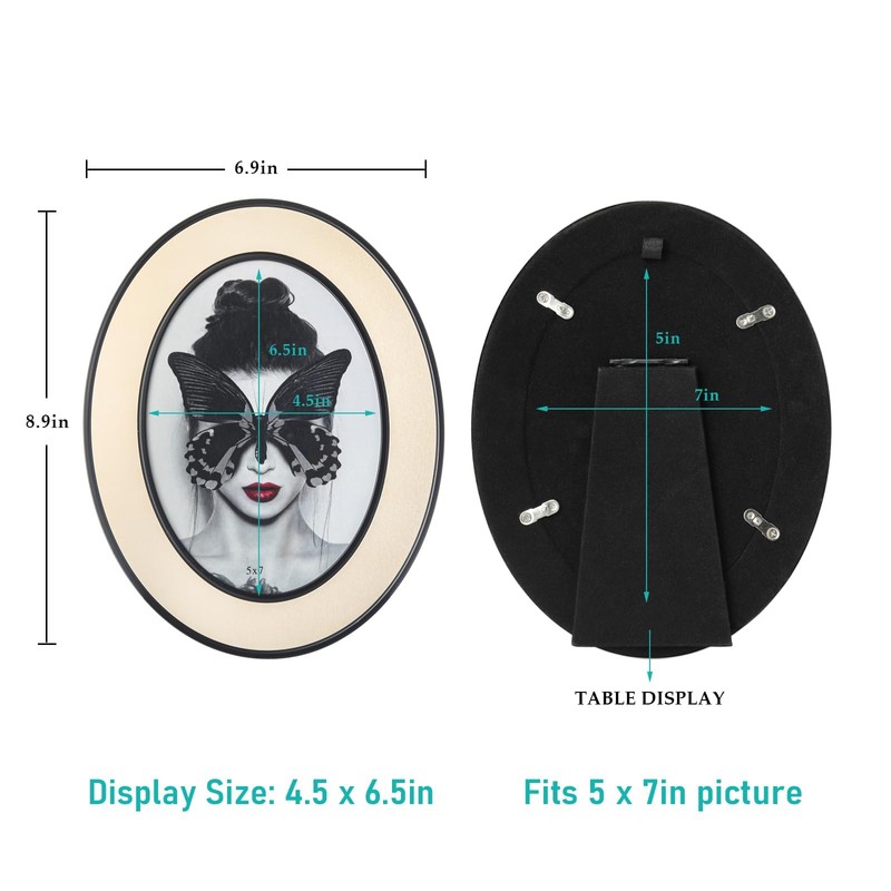 SWTHONY Oval 5 x 7 Picture Frames, Black Modern 5